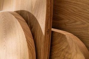 Up-close shot of wooden cutting boards